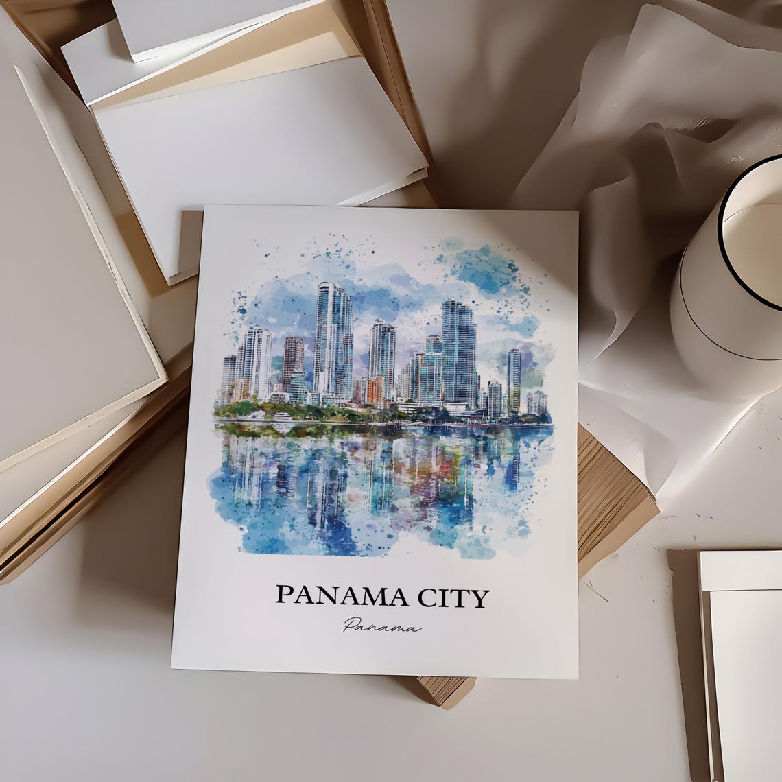 Panama City Wall Art Print Watercolor Gift Travel Poster Housewarming - Image 3