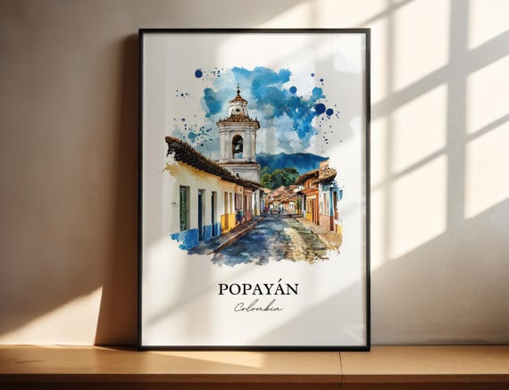 Popayn Wall Art Bogot Print Colombia Watercolor Gift Travel Poster Housewarming