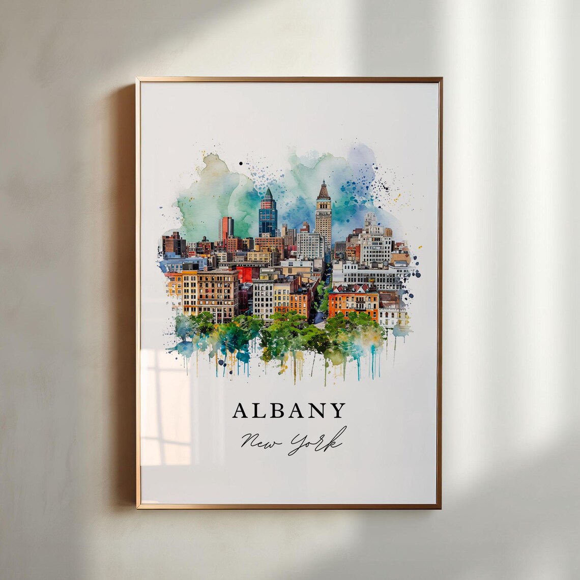 Albany, New York Watercolor Travel Poster