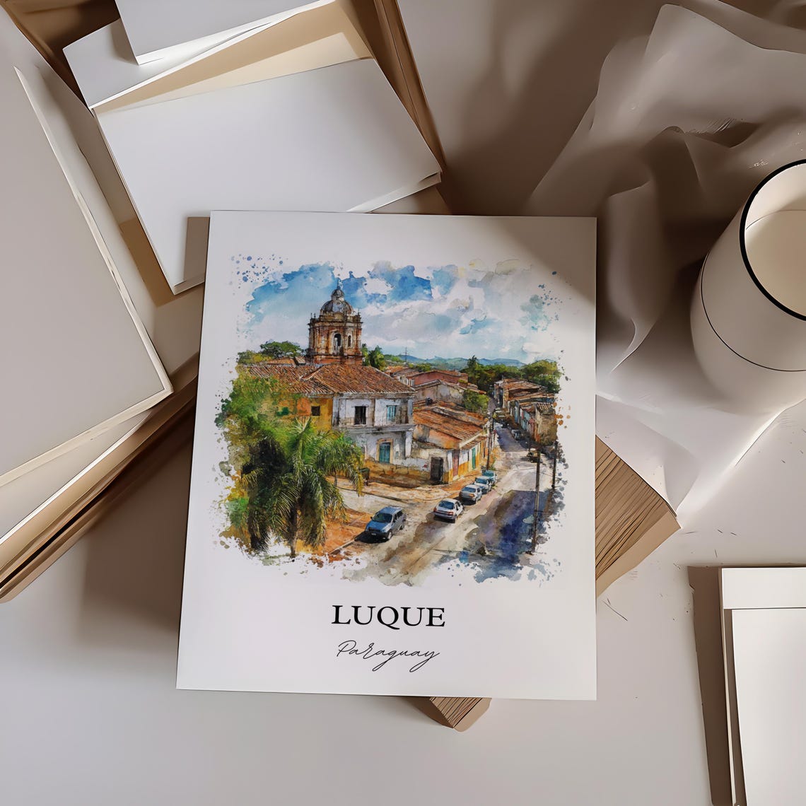 Luque Wall Art Paraguay Print Watercolor Gift Travel Poster Housewarming - Image 2