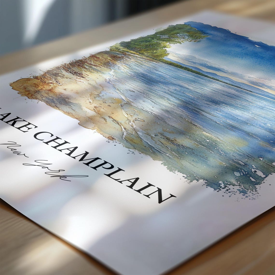 Lake Champlain New York Watercolor Calm Shoreline Scene Poster - Image 6