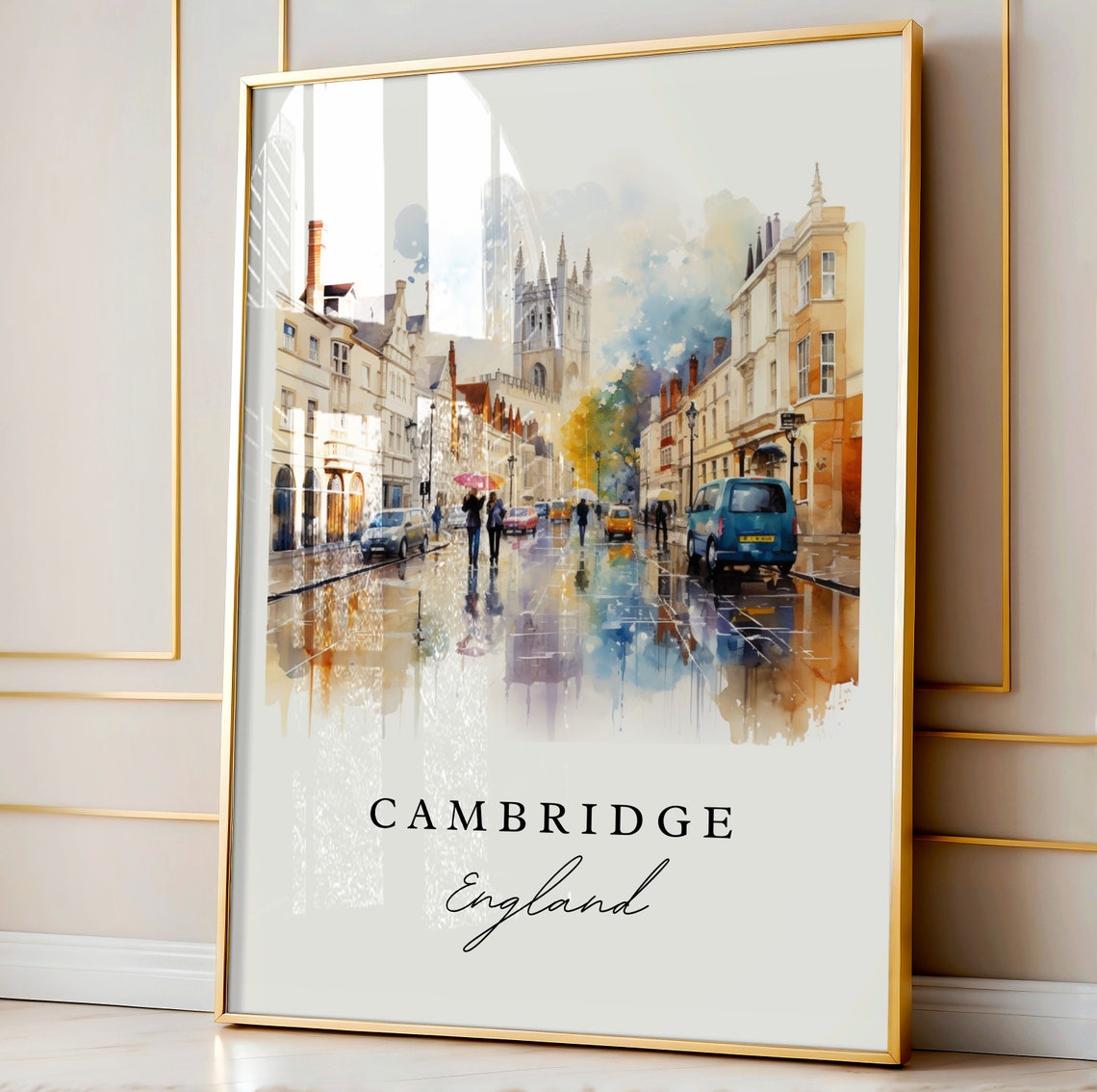 Cambridge England Travel Poster, Custom Text Art Print - Image 3