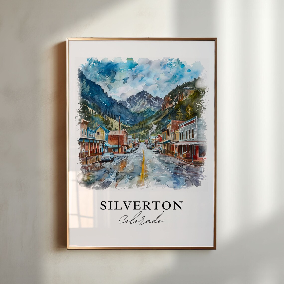 Silverton Colorado Mountain Main Street Watercolor Travel Poster