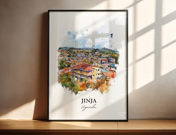 Jinja Uganda Wall Art Africa Print Watercolor Gift Travel Poster Housewarming