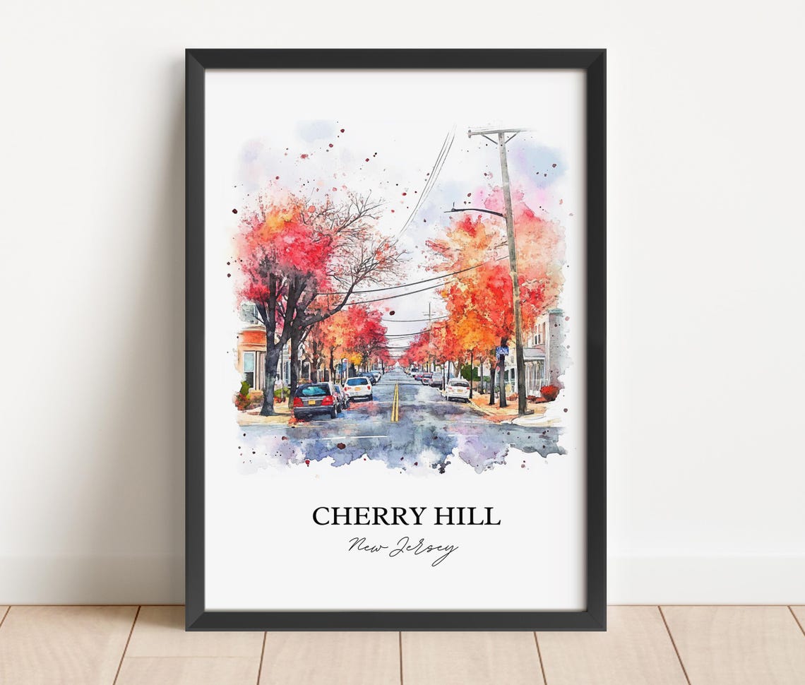 Cherry Hill Nj Wall Art South Jersey Print Watercolor Gift Travel Poster Housewarming - Image 5