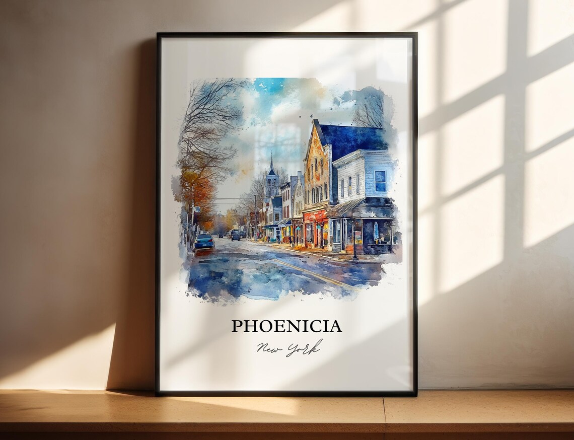 Phoenicia New York Main Street Historic Town Watercolor Poster