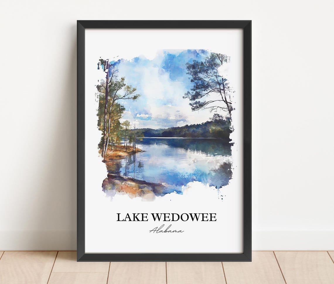 Lake Wedowee Alabama Still Water Pine Shore Sky Reflection Poster - Image 4