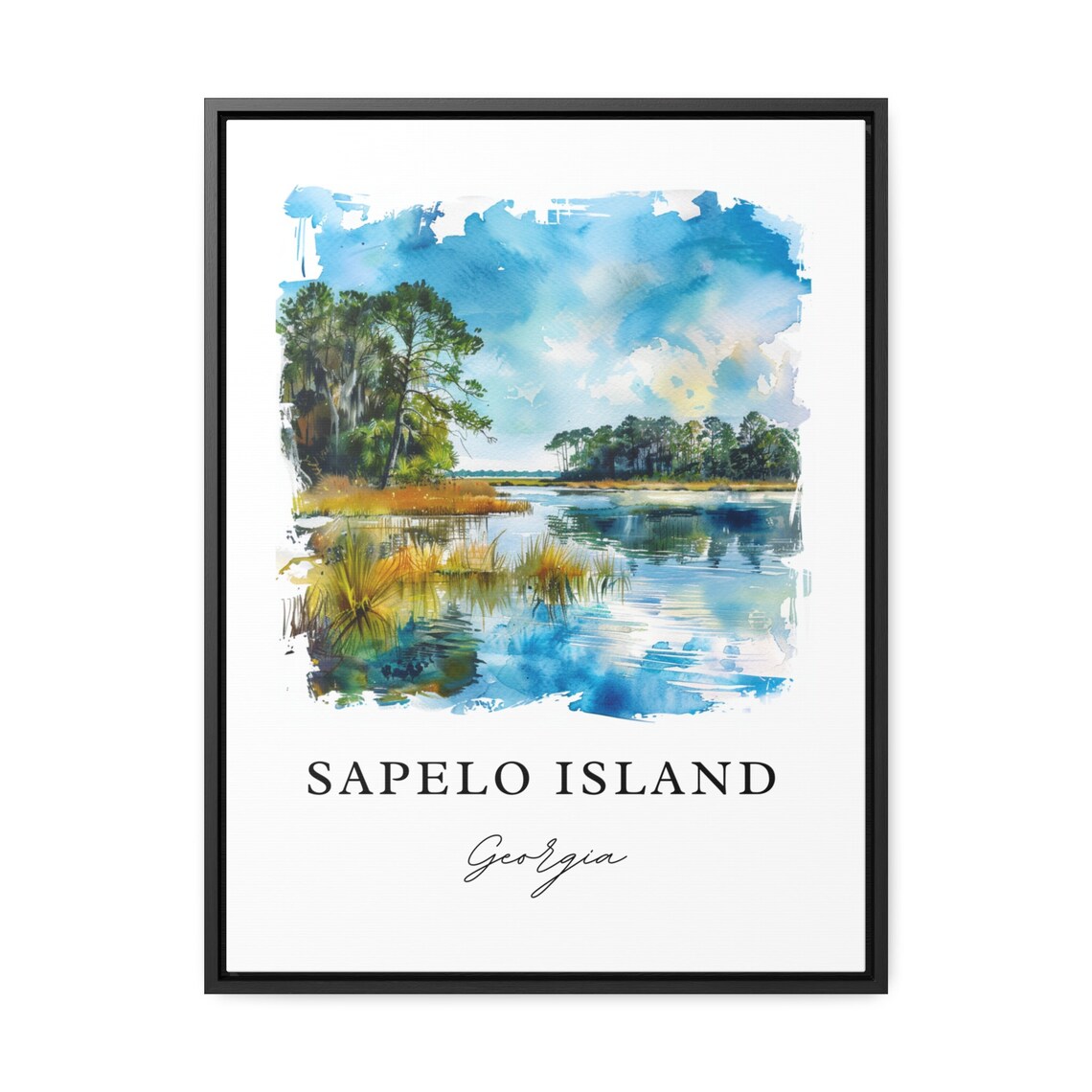 Sapelo Island Georgia Marsh Wetland Watercolor Travel Poster - Image 2