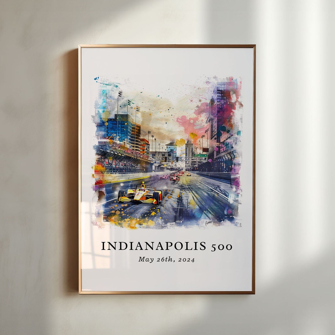 Indianapolis 500 May 26 2024 IndyCar Race Watercolor Speedway Poster
