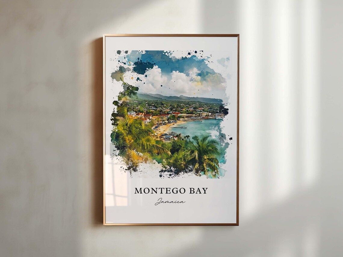Montego Bay Jamaica Watercolor Travel Poster Print - Image 4