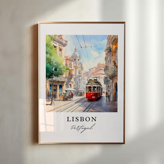 Lisbon Portugal Travel Poster, Custom Text Personalized