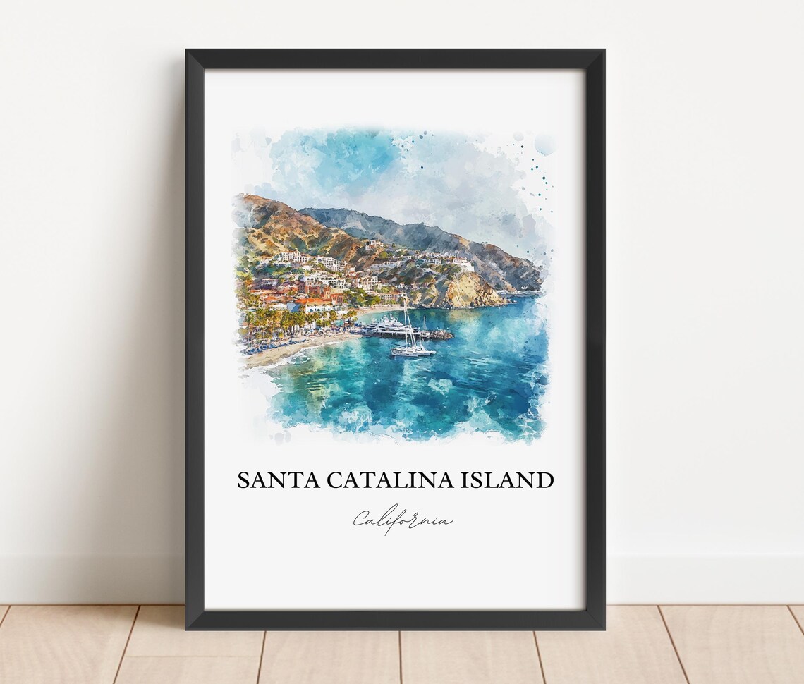 Santa Catalina Island California Avalon Bay Watercolor Travel Poster - Image 4