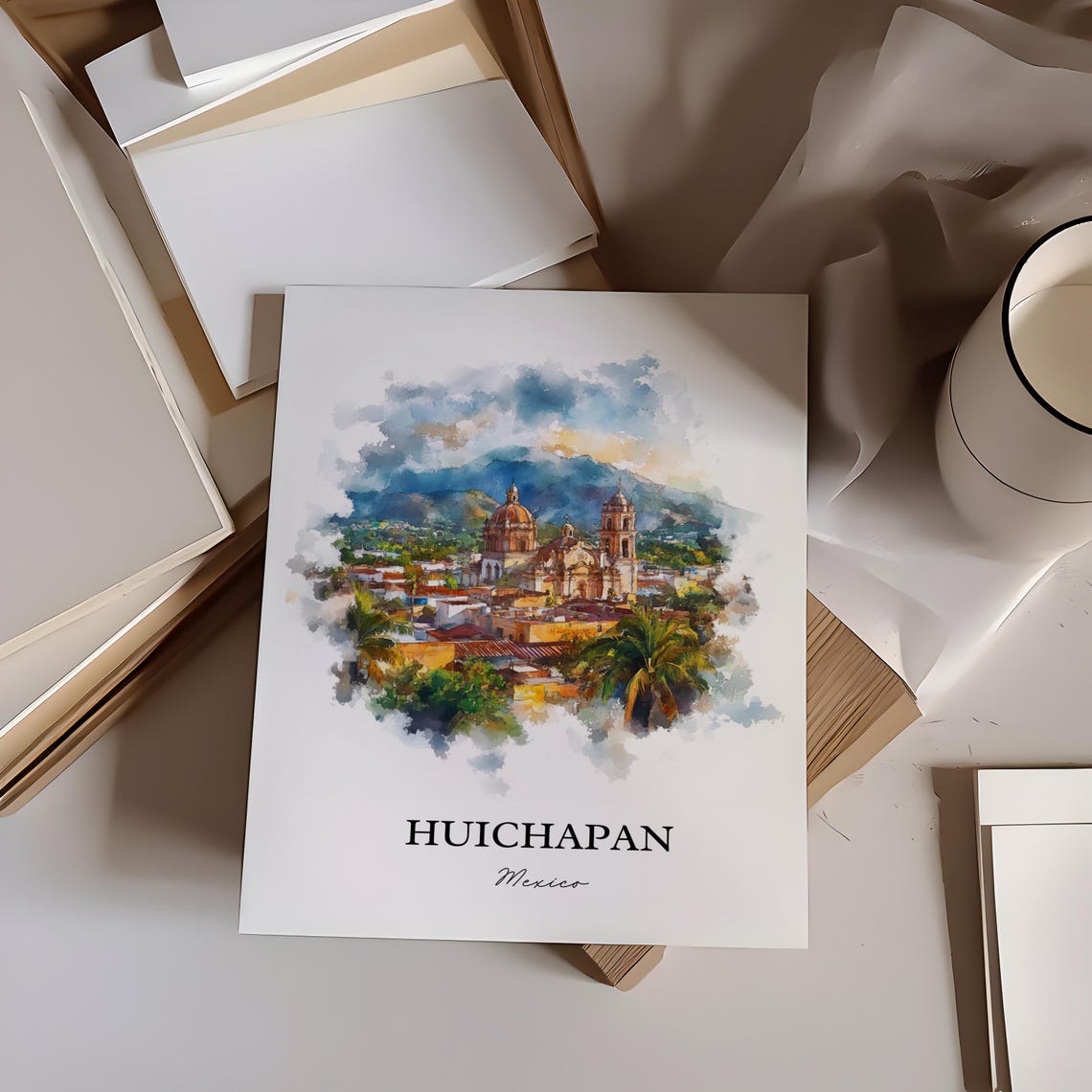 Huichapan Mexico Wall Art Hidalgo Print Watercolor Gift Travel Poster Housewarming - Image 3