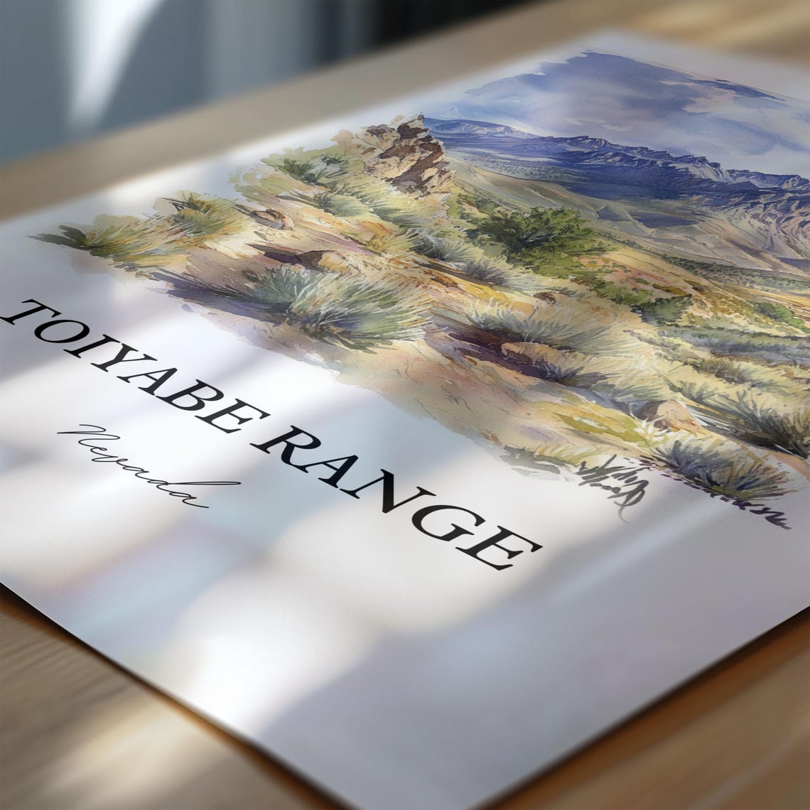 Toiyabe Range Nevada Mountain Watercolor Desert Landscape Poster - Image 6