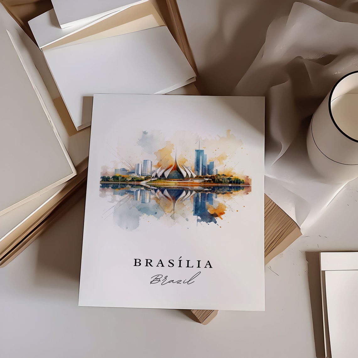 Brasilia Brazil Wall Art Print, Custom Text - Image 6