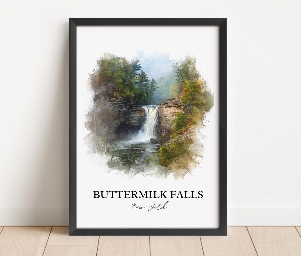 Buttermilk Falls New York Finger Lakes Region Waterfall Travel Poster - Image 4