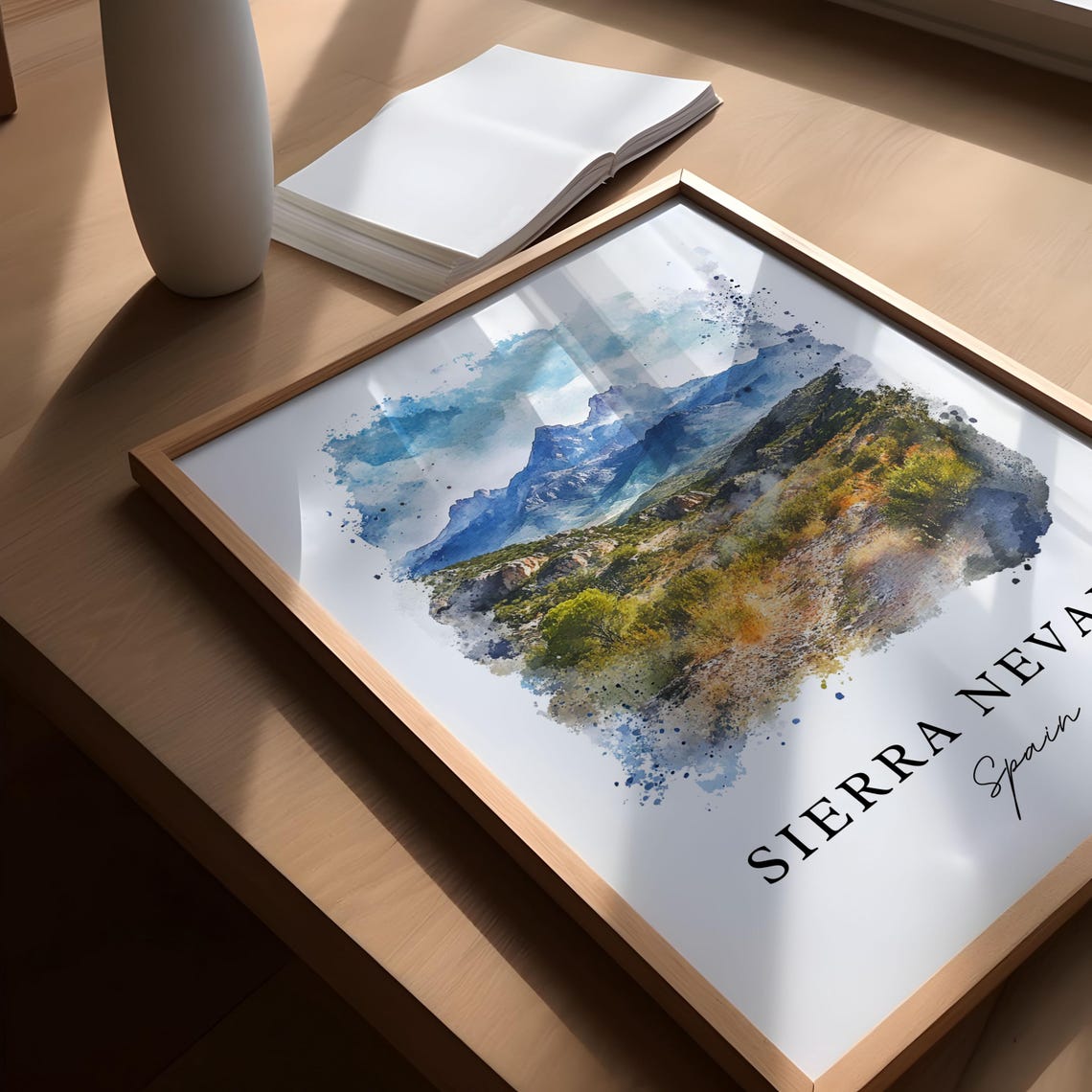 Sierra Nevada Spain Mountain Range Watercolor Landscape Poster - Image 5