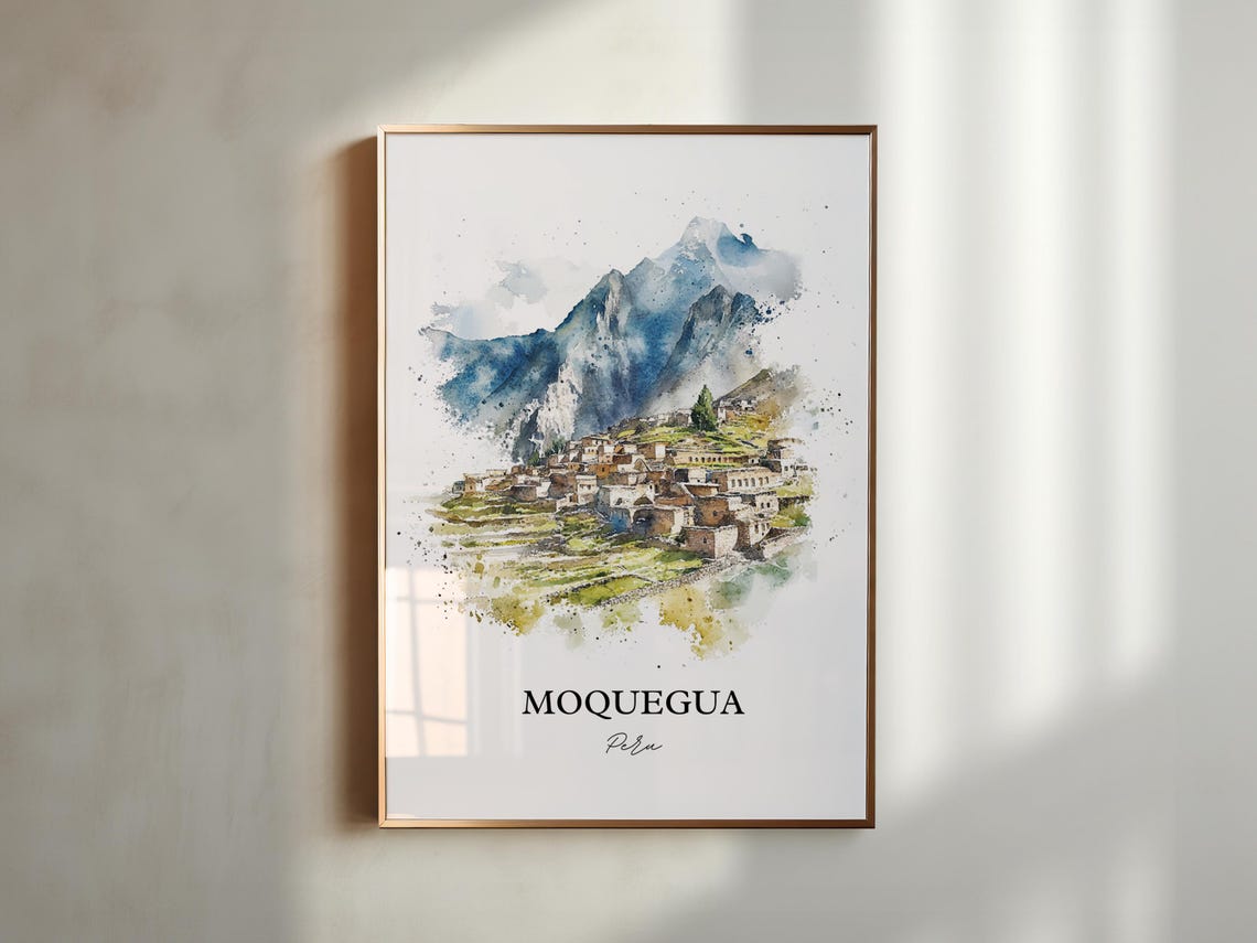 Moquegua Peru Wall Art Print Watercolor Gift Travel Poster Housewarming - Image 3