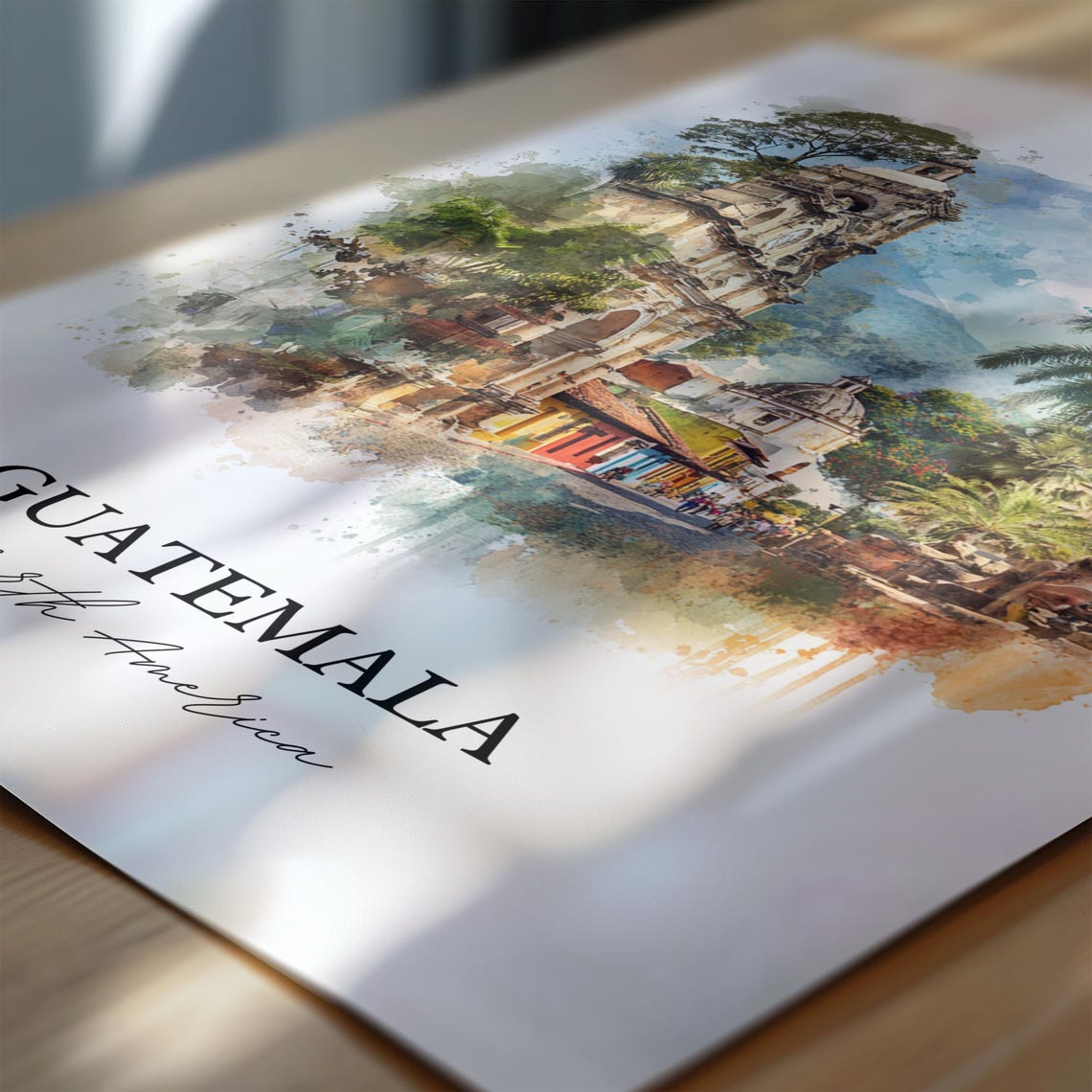 Guatemala Watercolor Travel Poster, Central America - Image 6