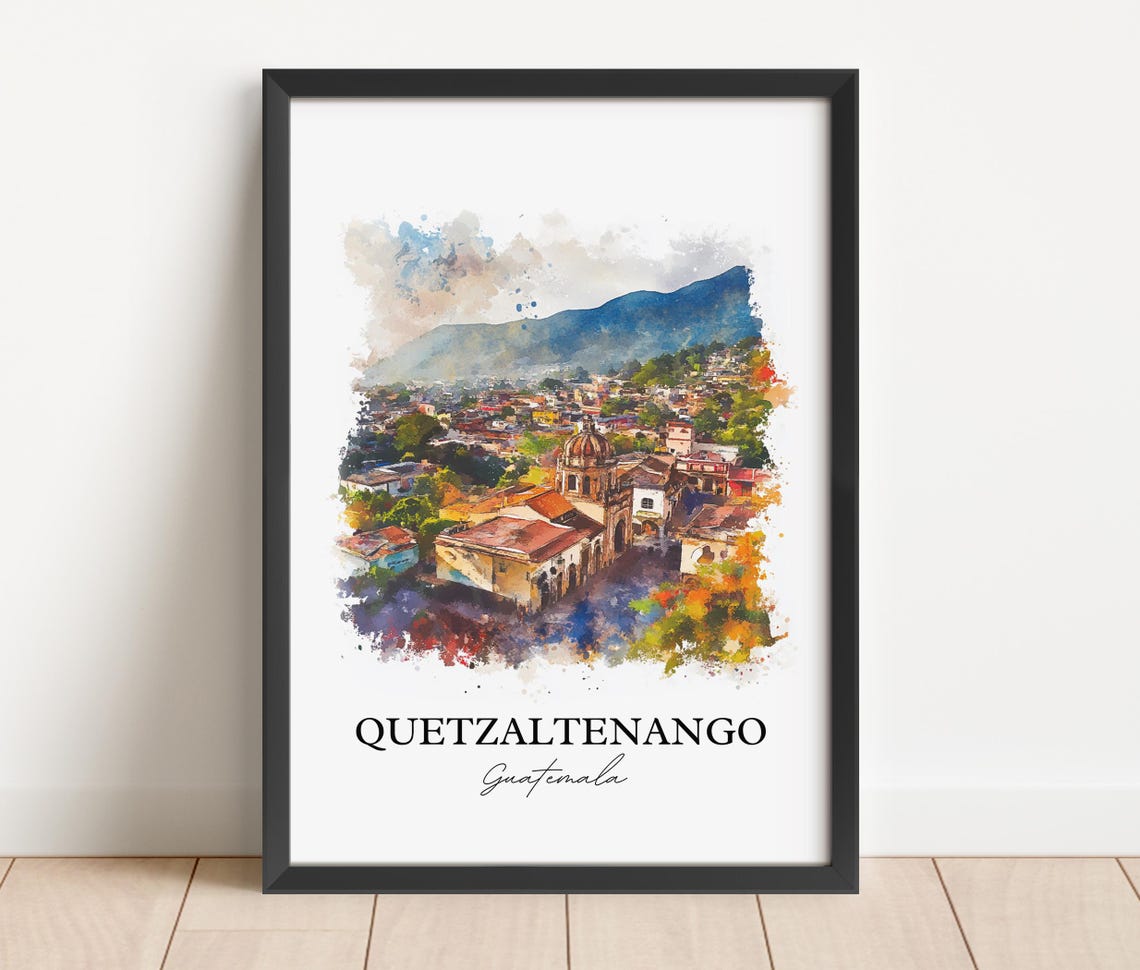 Quetzaltenango Wall Art Guatemala Print Watercolor Gift Travel Poster Housewarming - Image 2