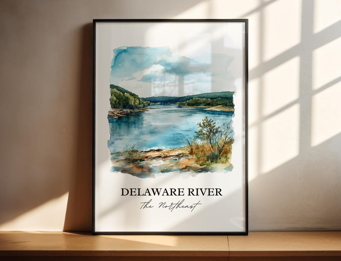 Delaware River The Northeast Rolling Hills Watercolor River Poster