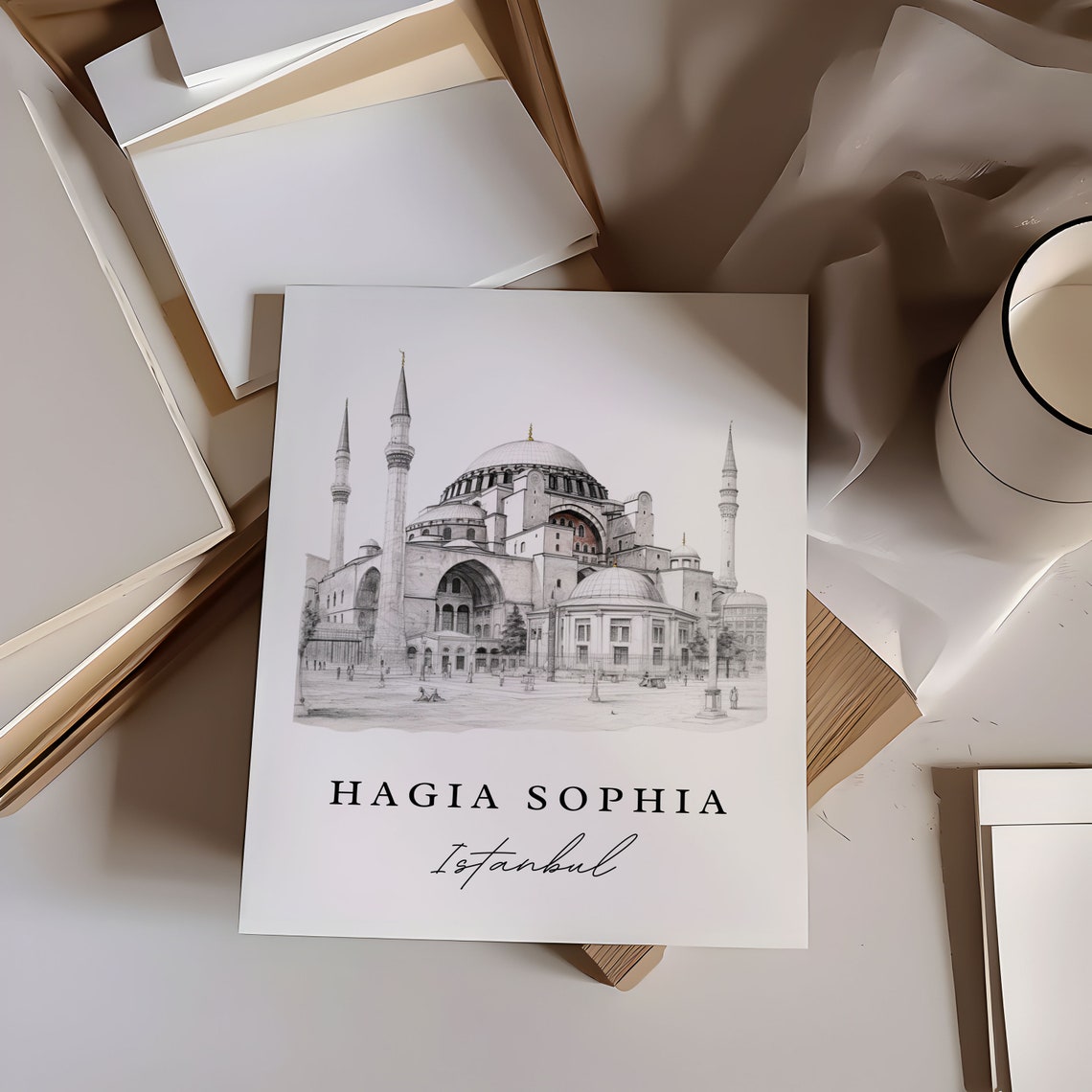 Hagia Sophia Pencil Sketch Travel Poster, Istanbul - Image 7