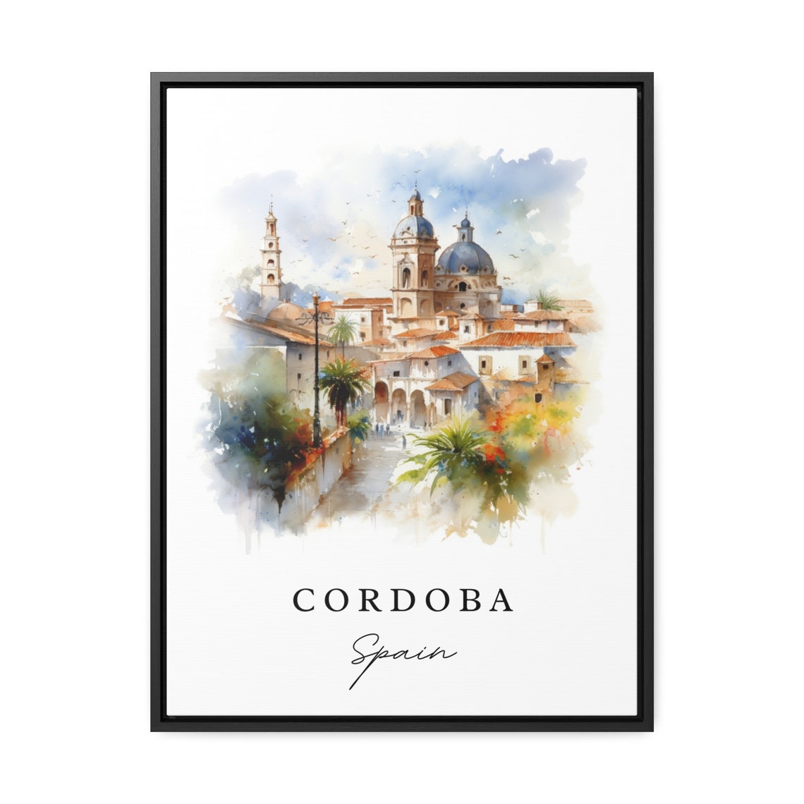 Cordoba Spain Cathedral Dome and Historic Old Town Watercolor Poster - Image 2