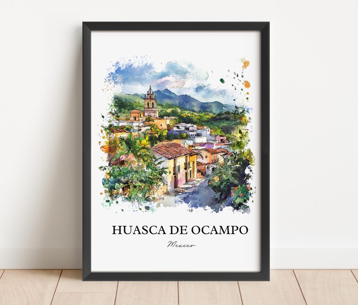 Huasca De Ocampo Wall Art Hidalgo State Print Mexico Watercolor Gift Travel Poster Housewarming - Image 4