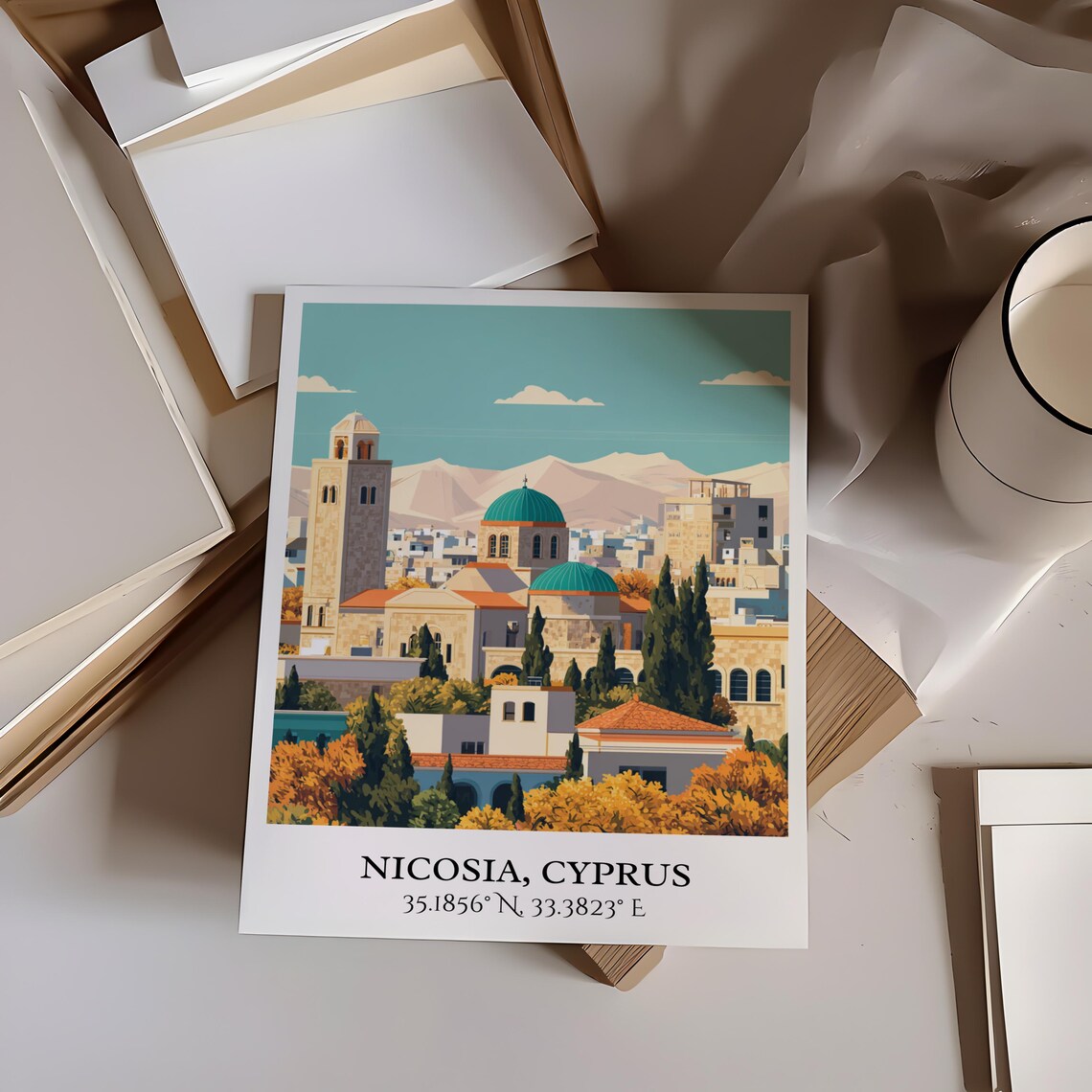 Nicosia Cyprus Old Town Domed Church Bell Tower Travel Poster - Image 6