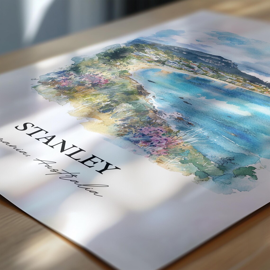 Stanley Tasmania Coastal Bay Village Watercolor Travel Art Print - Image 6