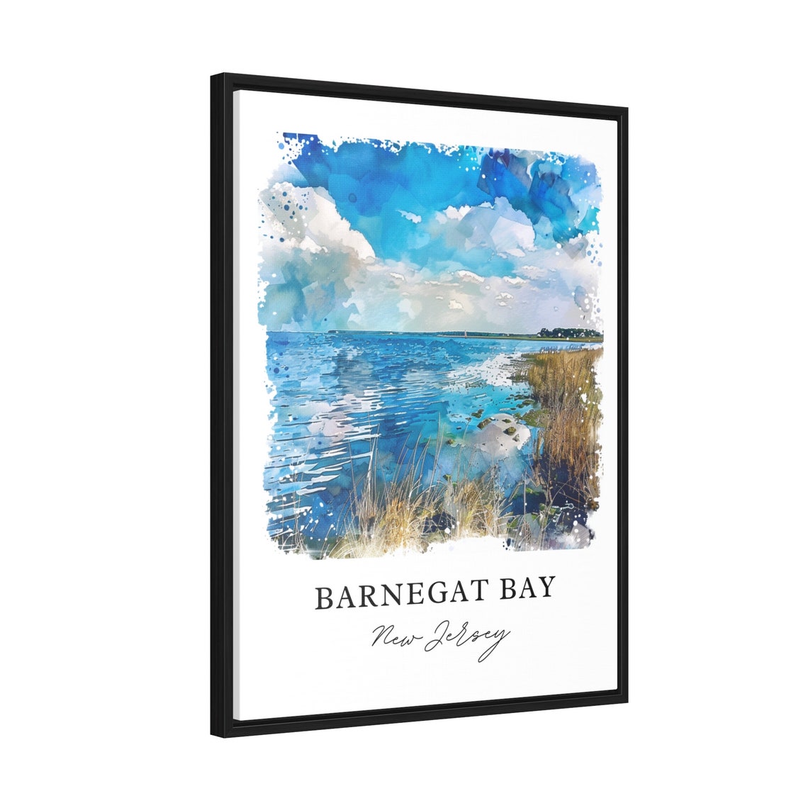 Barnegat Bay New Jersey Watercolor Coastal Bay Scene Art Poster - Image 2