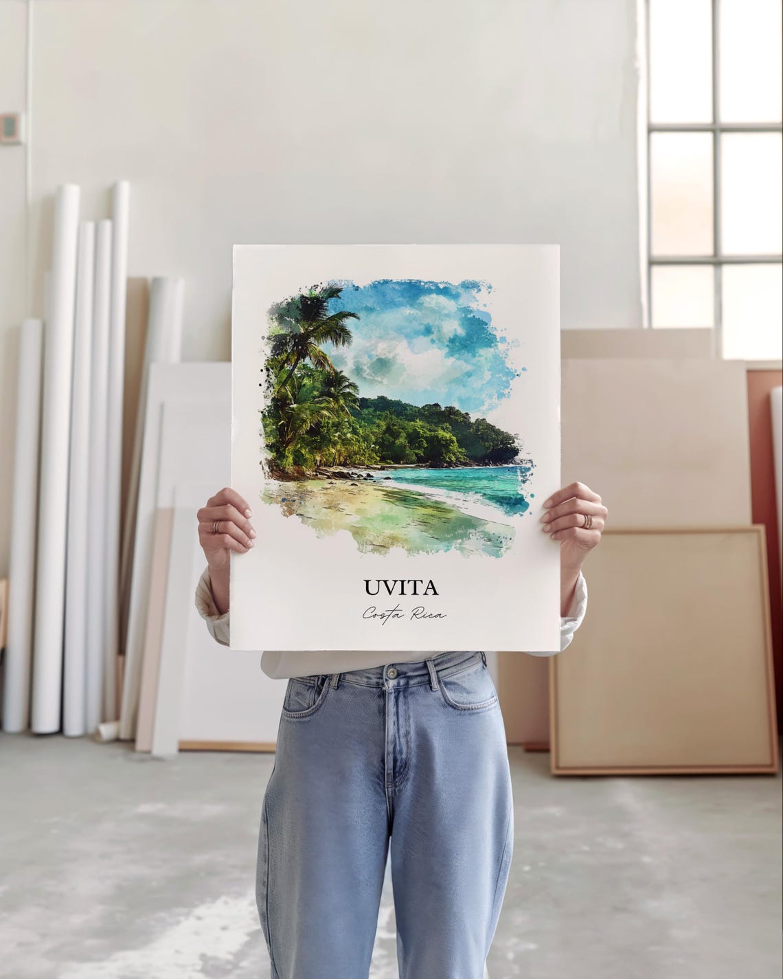 Uvita Costa Rica Emerald Jungle Beach Paradise Watercolor Poster - Image 5