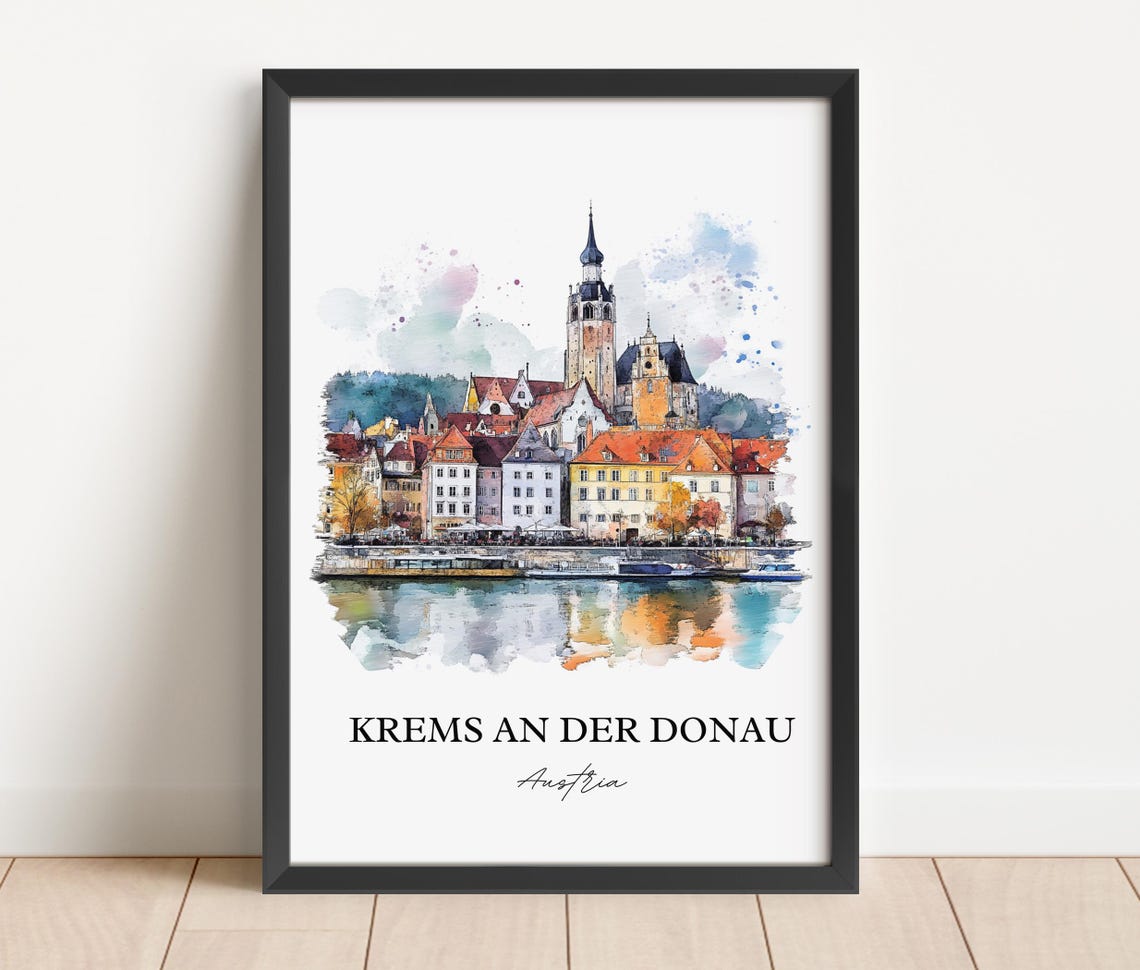 Krems An Der Donau Watercolor Travel Poster, Lower Austria - Image 2