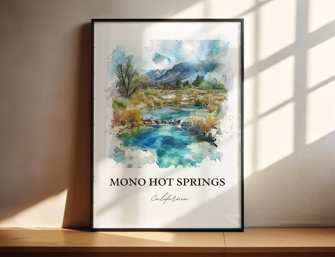 Mono Hot Springs California Sierra Oasis Watercolor Travel Poster - Image 4