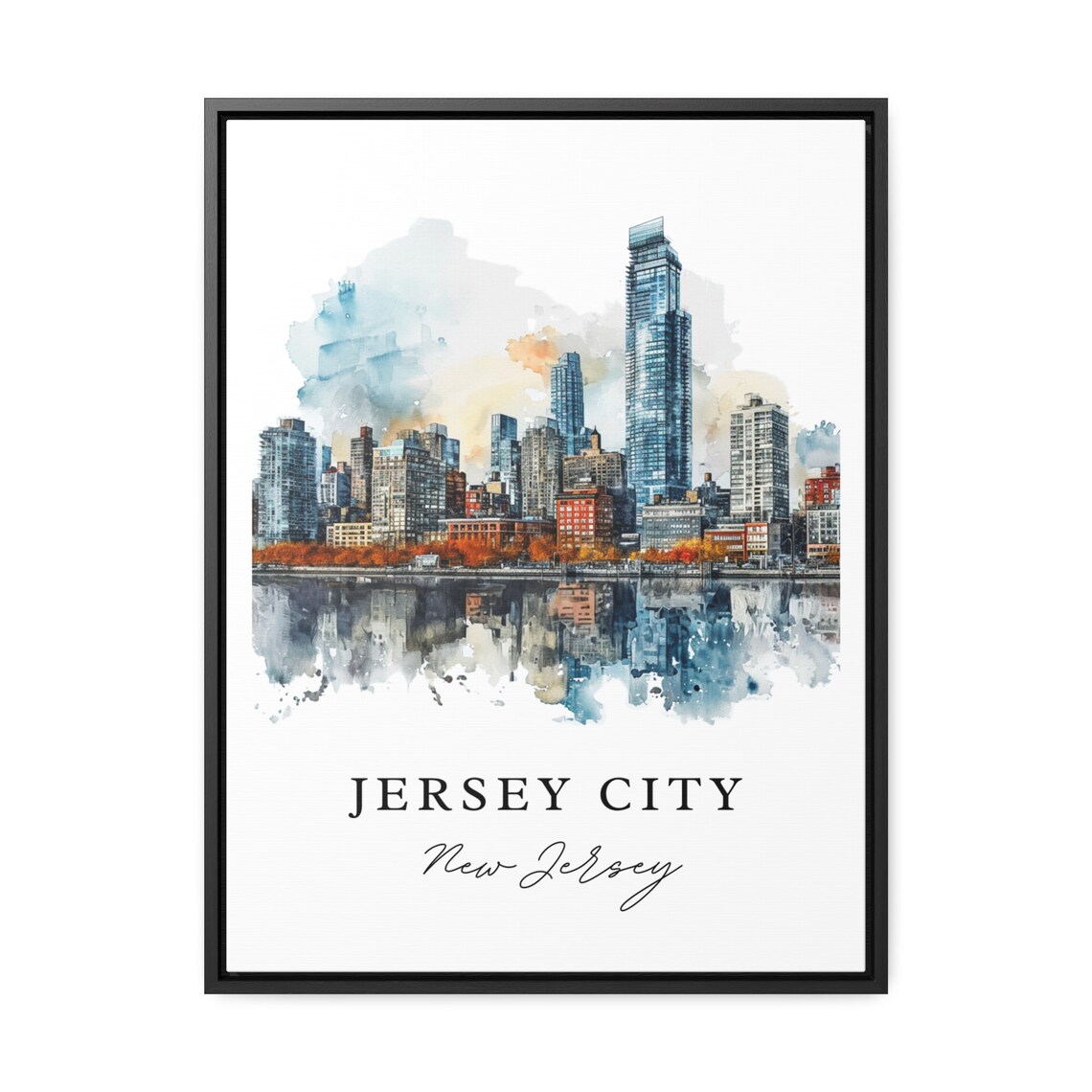 Jersey City New Jersey Skyline Waterfront Watercolor City Poster - Image 2