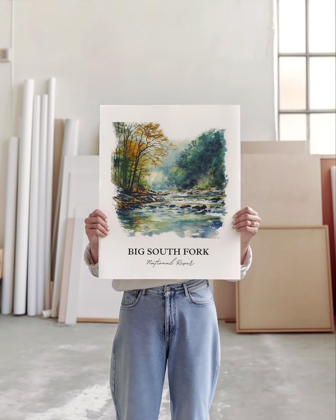 Big South Fork National River Autumn Forest Stream Watercolor Poster - Image 5