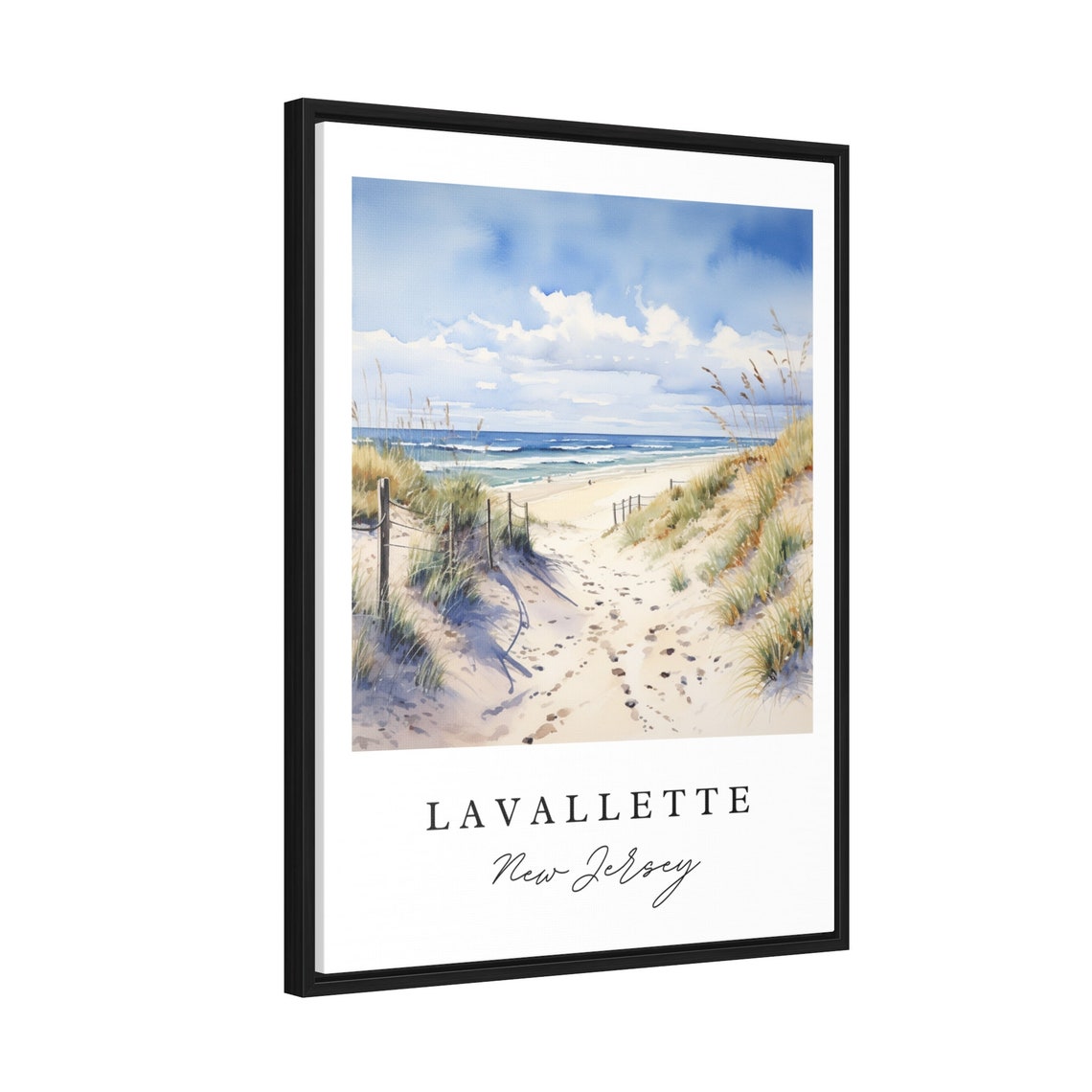 Lavallette New Jersey Watercolor Beach Dunes Ocean Art Poster - Image 2