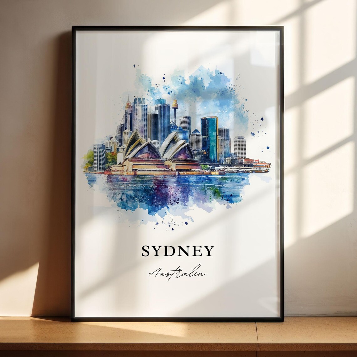 Sydney Australia Opera House Harbour Skyline Watercolor Travel Poster - Image 4