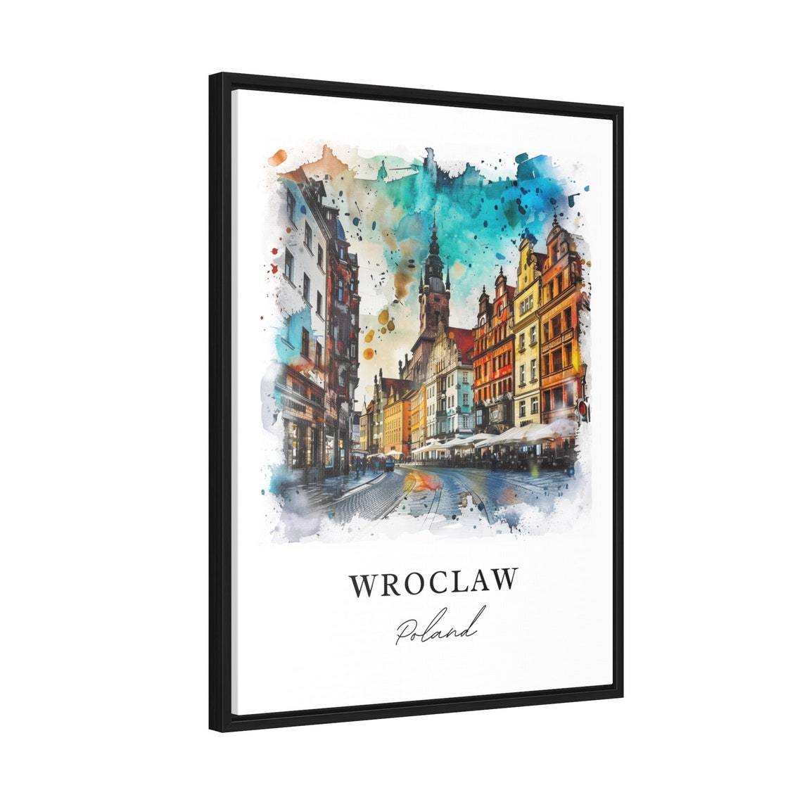 Wroclaw Poland Colorful Market Square Watercolor Travel Poster - Image 2