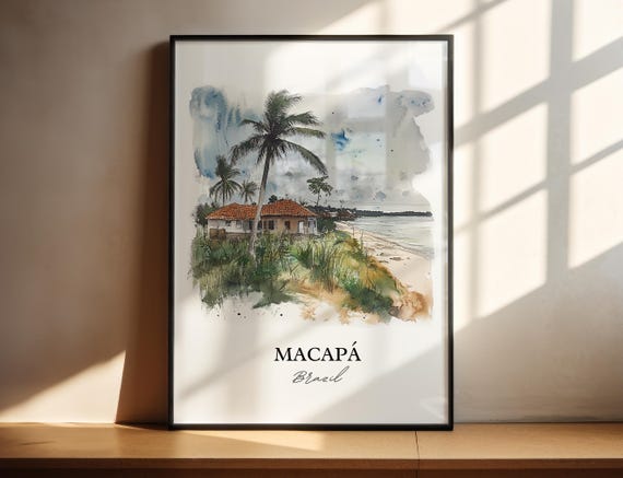Macap Brazil Wall Art Amap State Print Watercolor Gift Travel Poster Housewarming