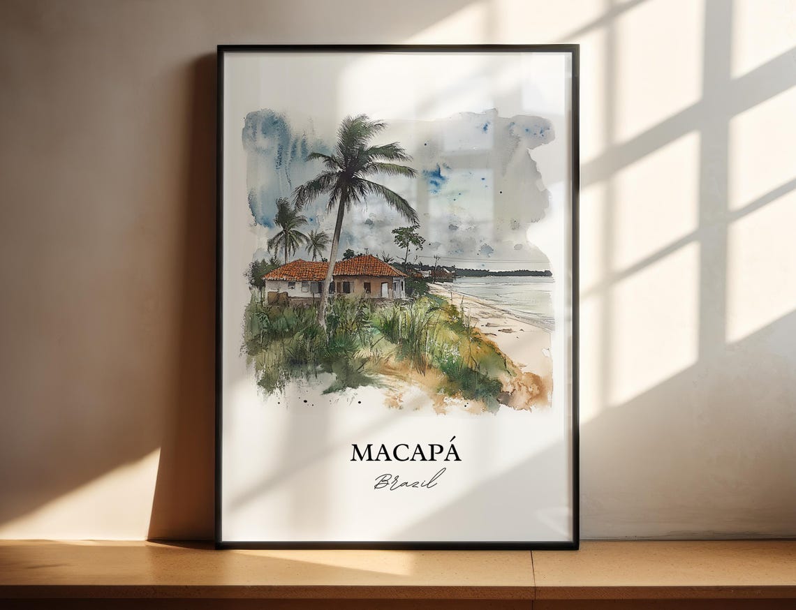 Macap Brazil Wall Art Amap State Print Watercolor Gift Travel Poster Housewarming