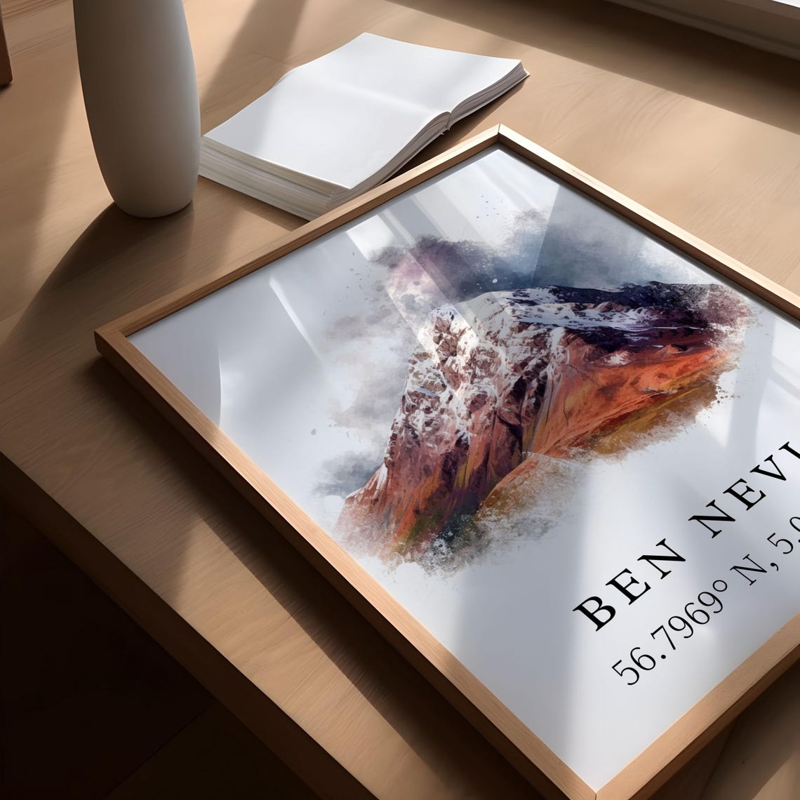 Ben Nevis Scotland Highlands Snowy Peak Watercolor Travel Poster - Image 5