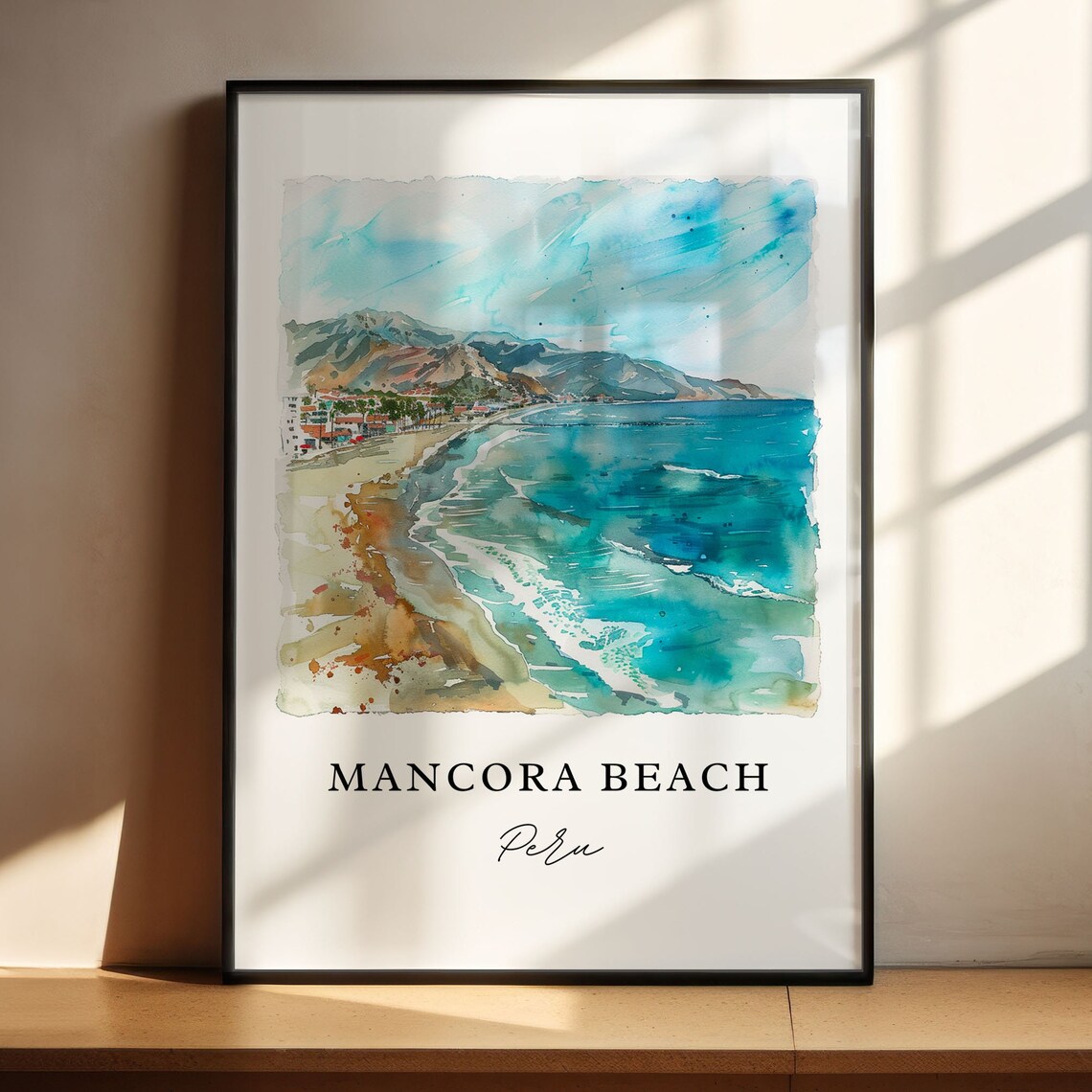 Mancora Beach Peru Sunny Surf Town Escape Coastal Watercolor Poster - Image 4