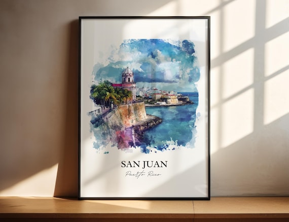 San Juan Wall Art Puerto Rico Print Watercolor Pr Gift Travel Poster Housewarming