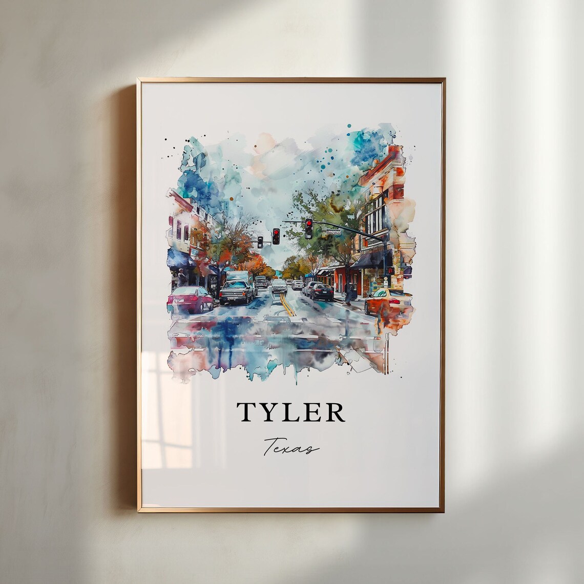 Tyler Texas Watercolor Travel Poster, Housewarming Gift