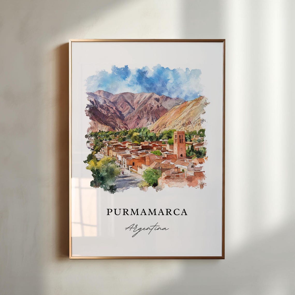 Purmamarca Wall Art Print Watercolor Argentina Gift Travel Poster Housewarming