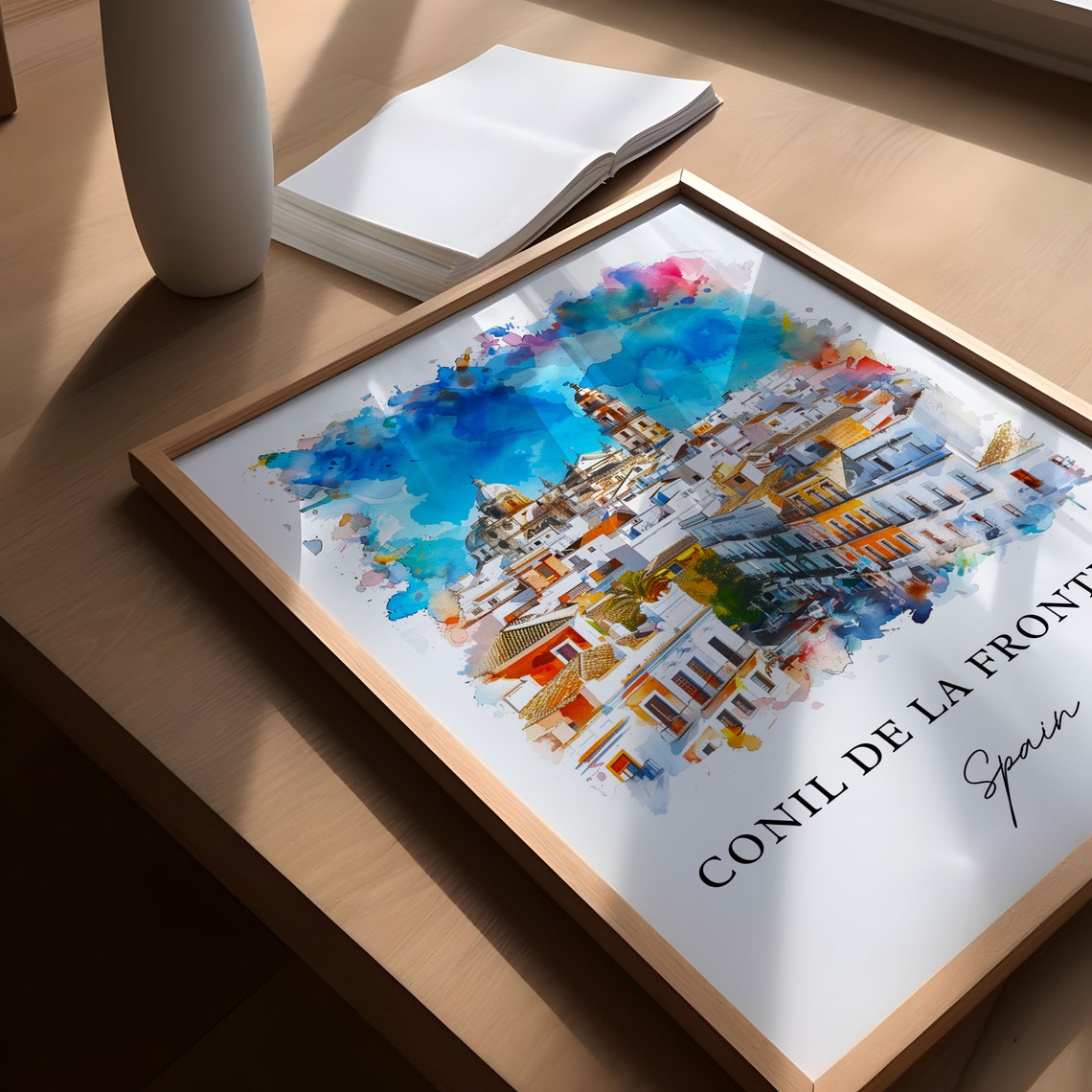 Conil de la Frontera Spain White Town Watercolor Travel Poster - Image 5