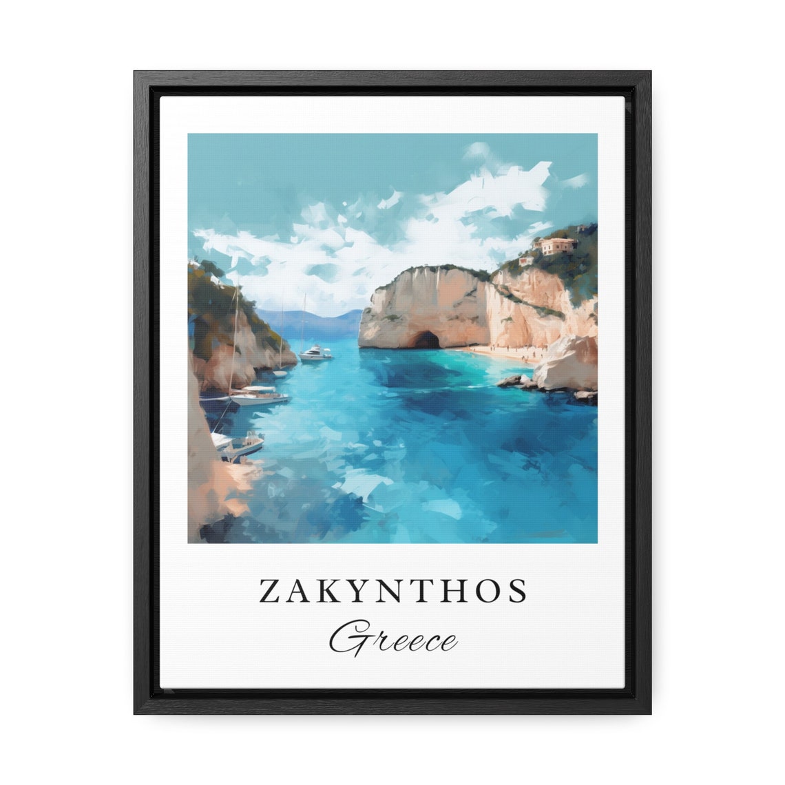 Zakynthos Greece Ionian Island Cliffs Watercolor Travel Poster - Image 2