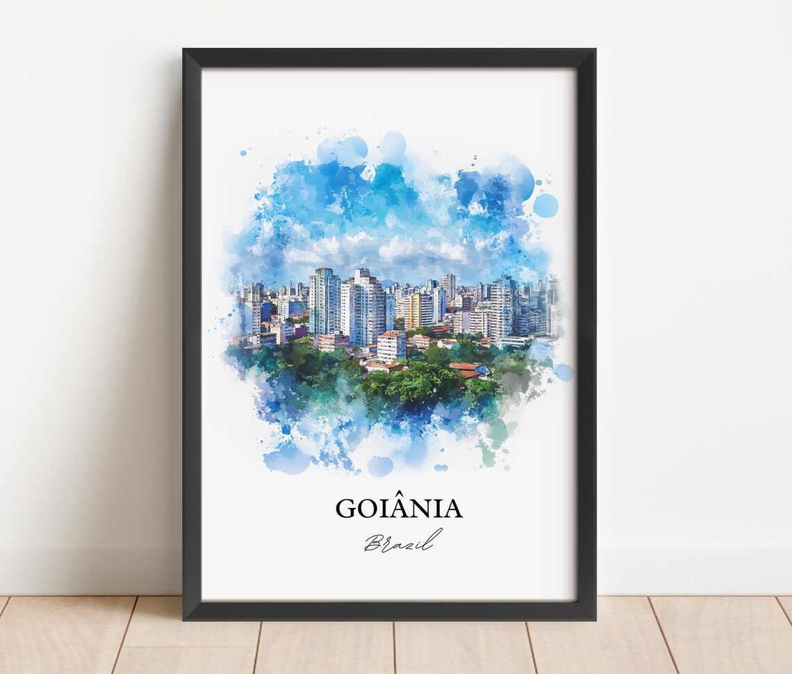 Goiania Brazil Watercolor City Skyline Green Parks Art Poster - Image 6