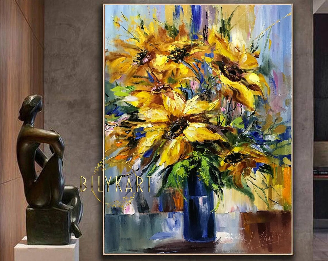Ukraine Sunflower Oil Painting Original Artwork Abstract Sunflowers Painting On Ukrainian Painting Made In Ukraine Sunflower Artwork